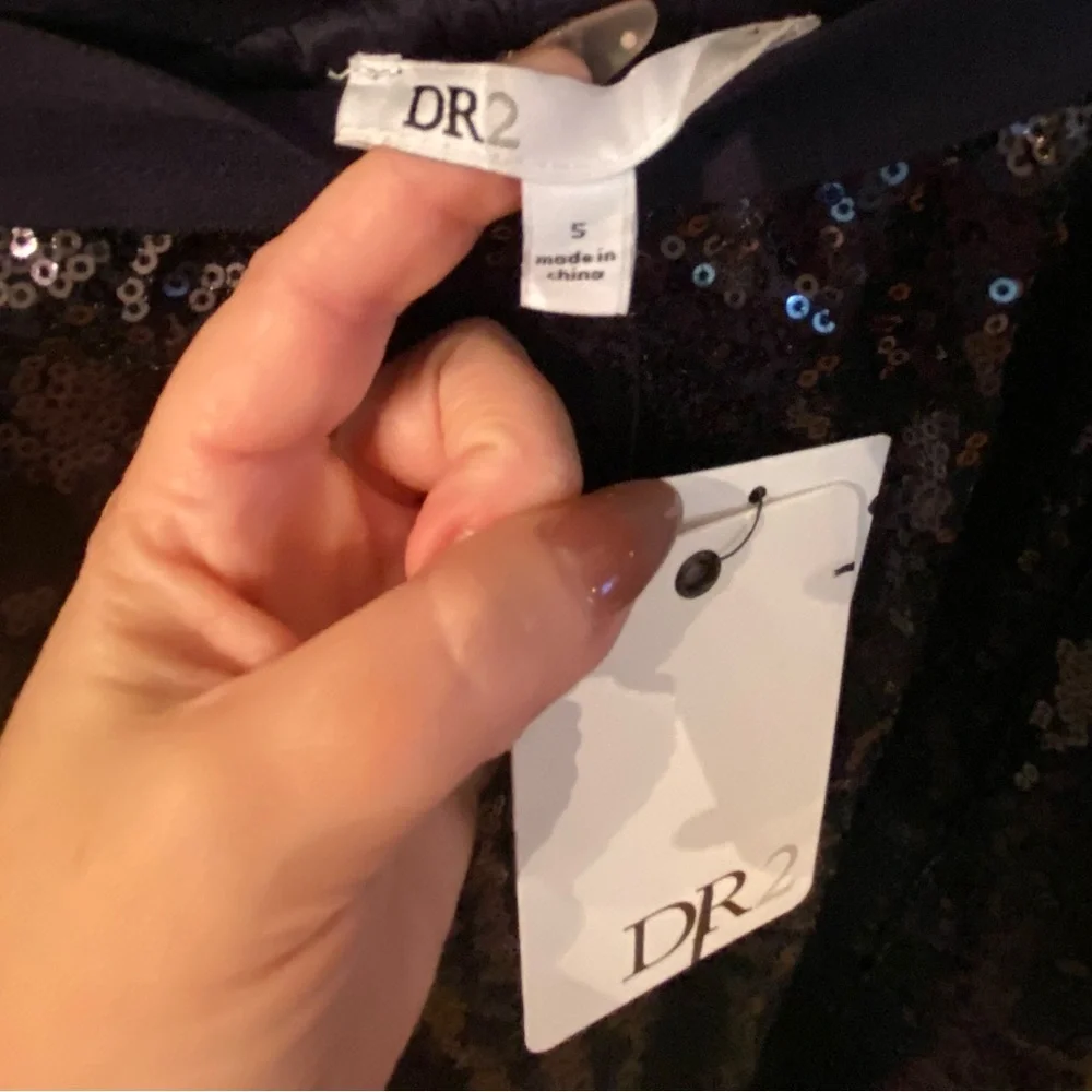NWT DR2 Navy Blue Sequin Midi Skirt